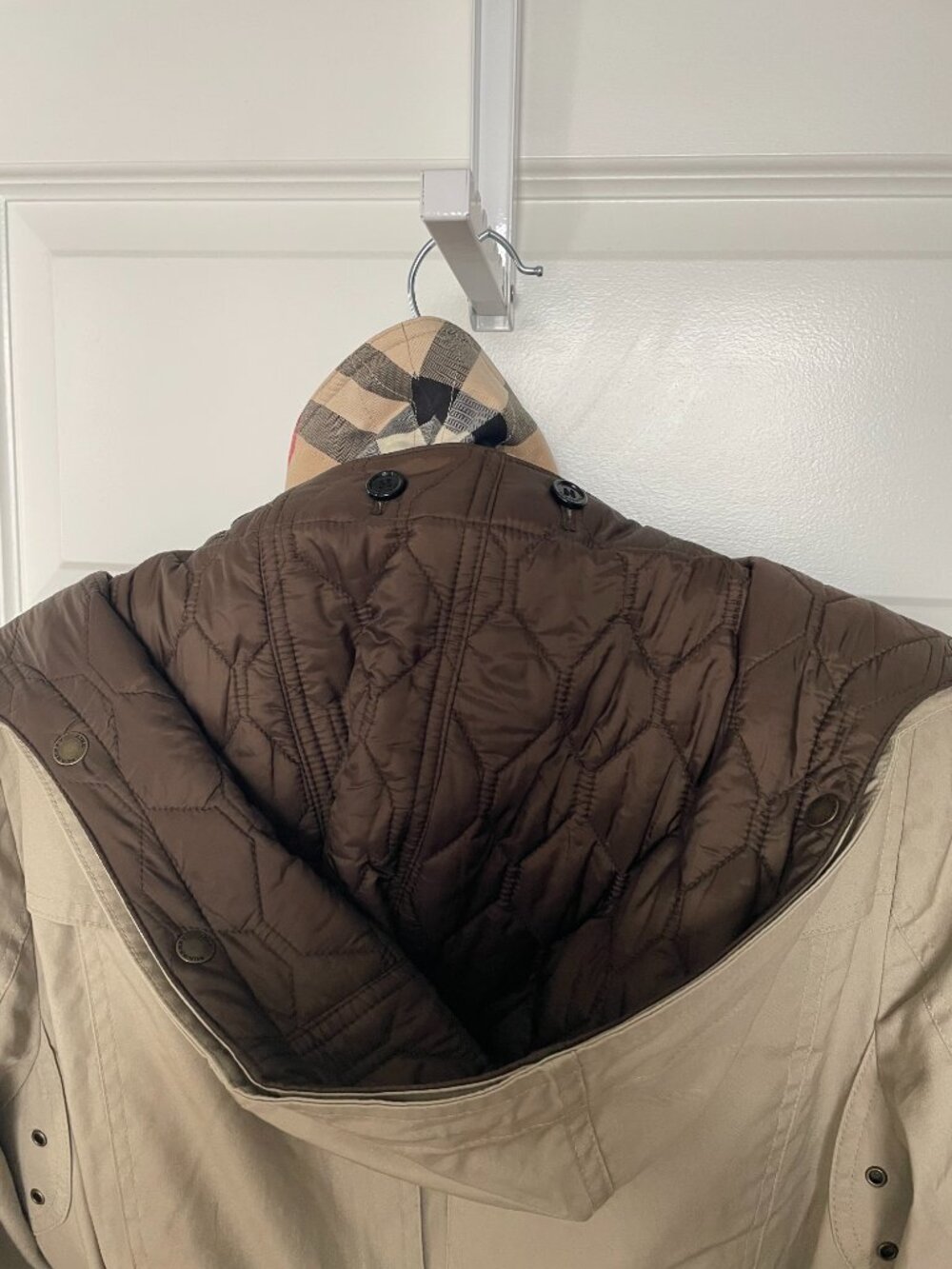 Burberry Brit Tan Double Breasted Short Cotton Trench Coat with Vest Size 8 - Picture 7 of 13